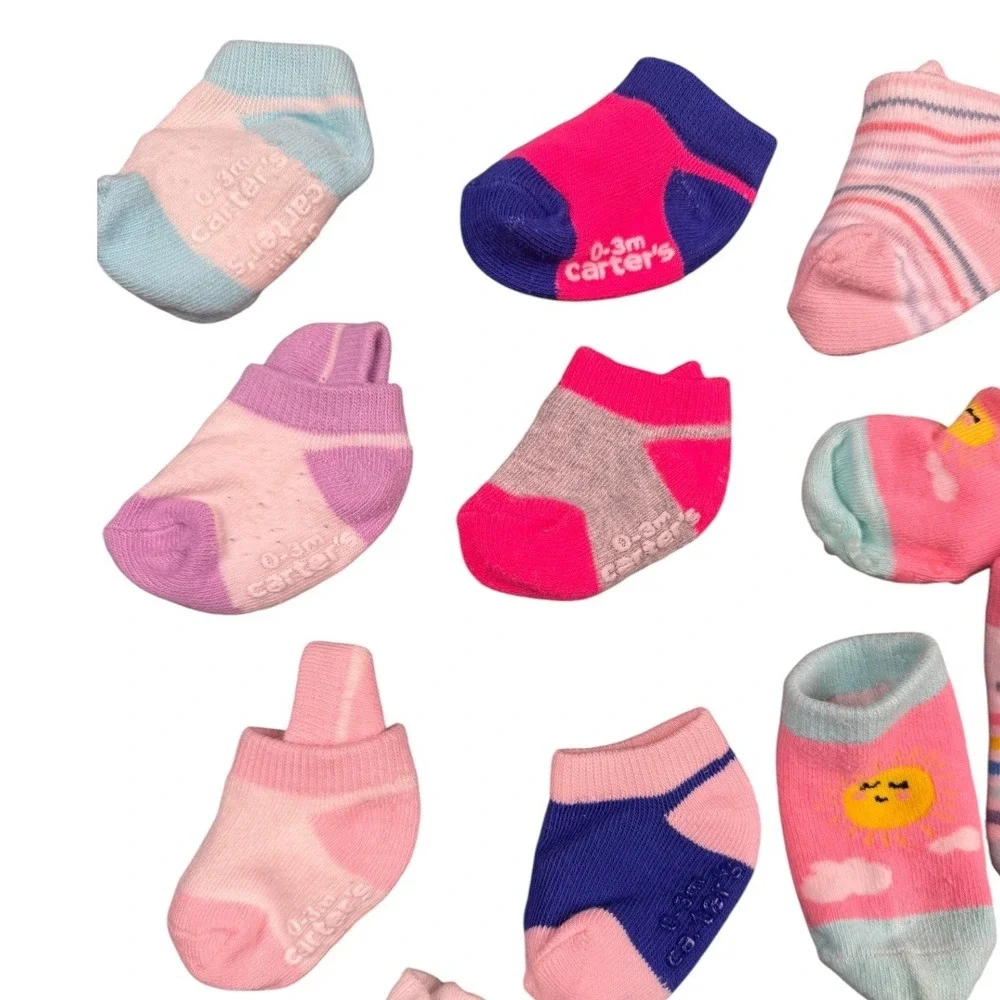 Carters Baby Socks 0-3 Months Lot of 11 Pairs Infant Colorful 202‎